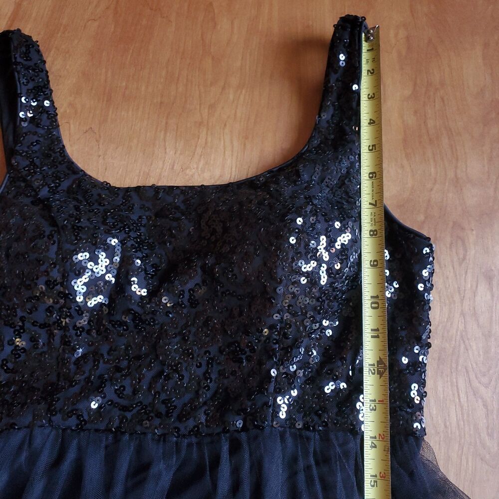 Ever Pretty Maxi Dress XL 10 Black Tulle Sequin Evening Gown Witchy Whimsigoth - Picture 12 of 14
